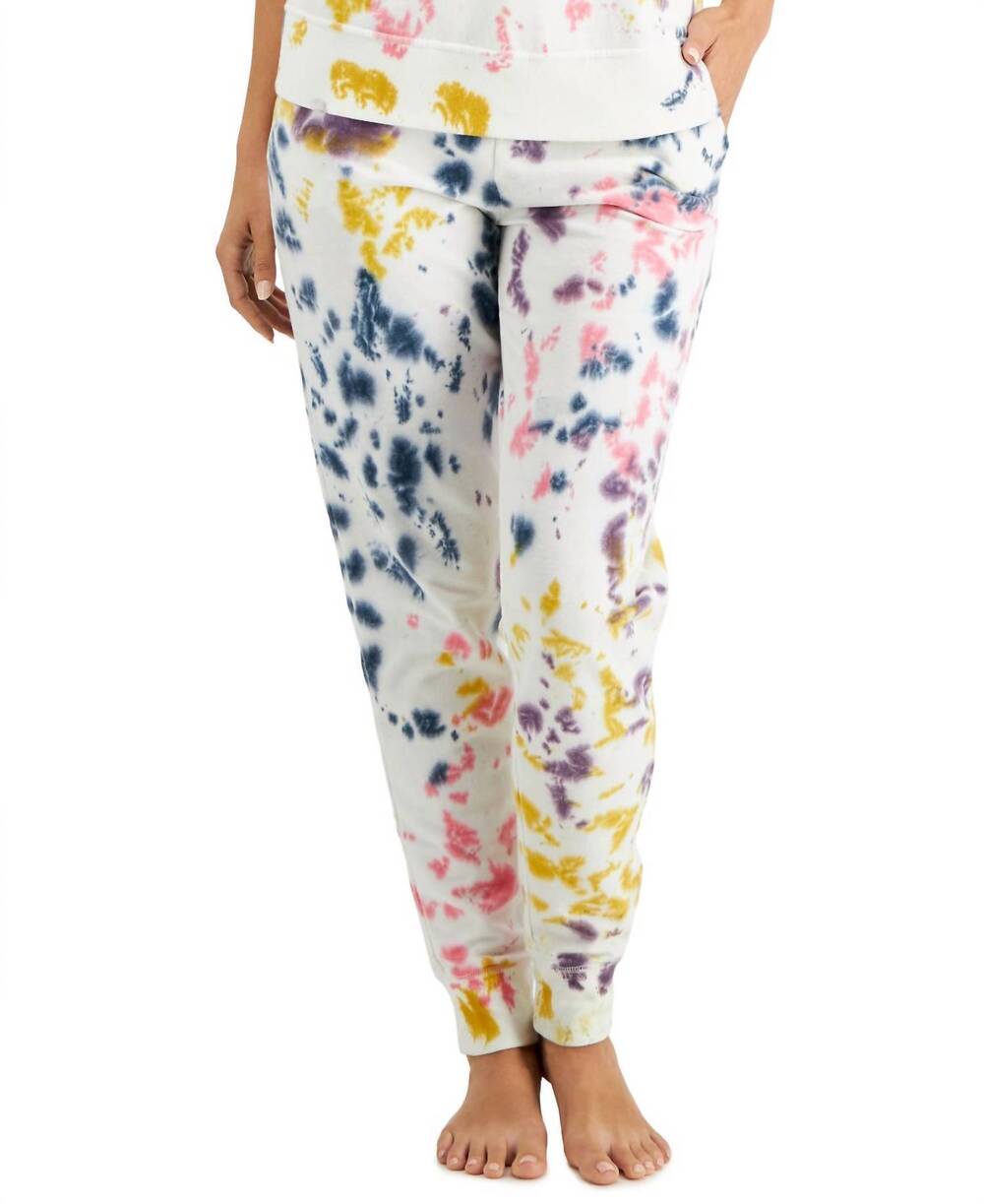 NEW JENNI BY JENNIFER MOORE women's on repeat jogger pajama pants in bold tie dy